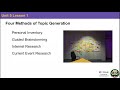 Topic Generation Methods and Considerations