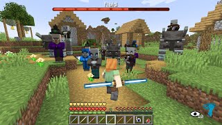 JEDI KNIGHT DESTROYS PILLAGERS RAID WITH LIGHTSABER IN MINECRAFT