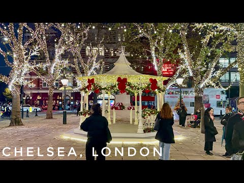 Luxury London Christmas Walk Tour 2024 | Central London Christmas Lights | King’s Road Sloane Square