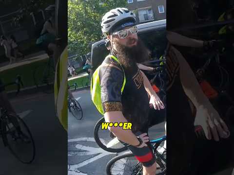 Cyclist gets mad for avoiding danger! #cyclist #karen