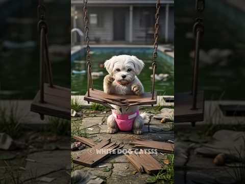 🏗🐶 The poor puppy was bullied by the cat for not having a cool swing