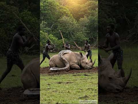 African tribe is saving a rhino from a giant python