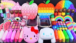 ASMR Satisfying Slime mixing Eyeshadow, Glitter & Random Shiny things into slime #slimevideo #asmr