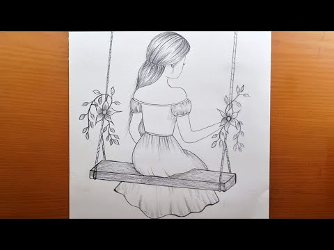 Como desenhar uma garota balançando - Esboço a lápis || Desenho a lápis passo a passo