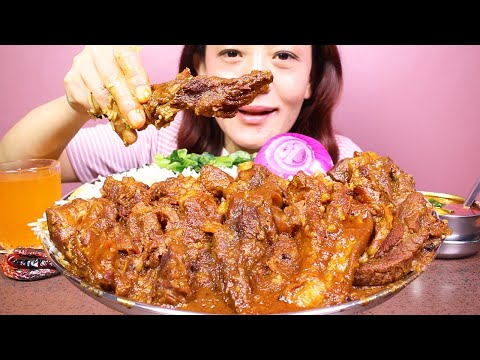 EATING SPICY MUTTON CURRY AND EXTRA MUTTON GRAVY WITH JEERA RICE #ASMR/EATING SHOW MUKBANG