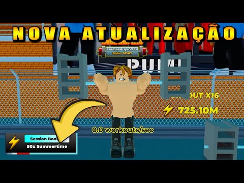 CORRE! SAIU A NOVA ATUALIZAÇÃO DO STRONGMAN SIMULATOR MAIS 50X DE ENERGIA - ROBLOX