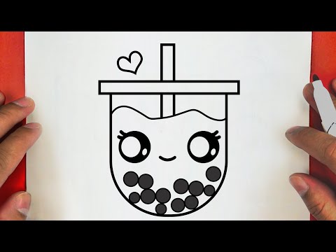 HOW TO DRAW A CUTE DRINK MALK COFFEE BOBA, STEP BY STEP, DRAW Cute things