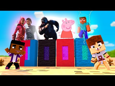NÃO ESCOLHA O TELETRANSPORTE ERRADO (SHARKBOY & LAVAGIRL, KING KONG, HEROBRINE E PEPPA) - MINECRAFT