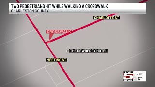 VIDEO: Two pedestrians struck walking a crosswalk near Dewberry Hotel