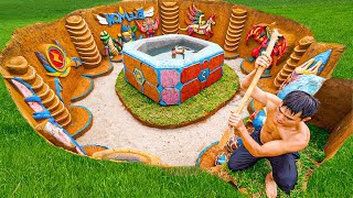 100 Days Build Swimming Pool Cool Water Slide Around The Secret Underground House