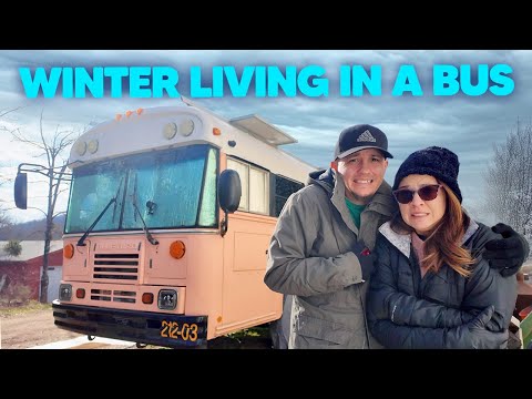 WINTER living in a SCHOOL BUS