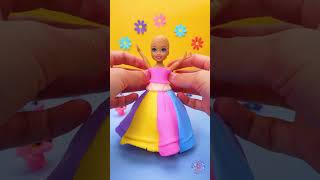 👗🌈 DIY Doll Makeover with Clay ✨ #DIYdoll #PolymerClay #CraftsForKids