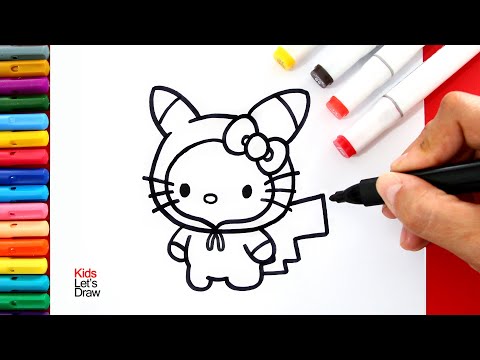 Dibujando a HELLO KITTY con disfraz de Pikachu | Drawing Hello Kitty in a Pikachu costume