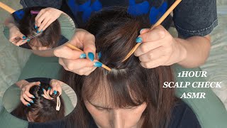 ASMR SCALP CHECK AND DANDRUFF INSPECTION with sticks and tweezers - to talking