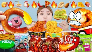 ASMR Eating Emoji Noodles Challenge Mukbang 🍜🍔🍗 by HIU 하이유