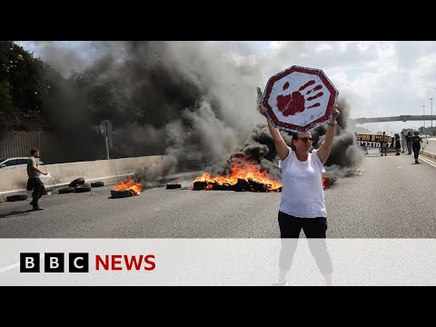 YouTube video thumbnail: Israeli Hostage Families and Demonstrators Hold Day of Protests
