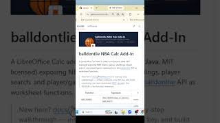 LibreOffice Calc Add-in: Grab NBA Stats (balldontlie.io) #nba #libreoffice  #libreofficecalc