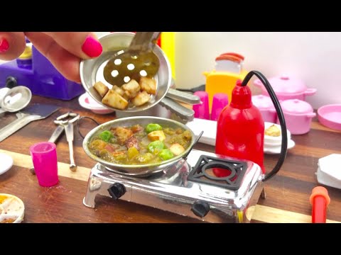 How to make Miniature Restaurant Style Matar Paneer and Chapati Recipe   ASMR Miniature Cooking