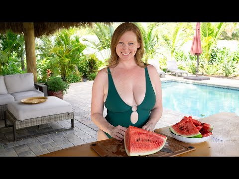 Slicing Watermelon Poolside ASMR