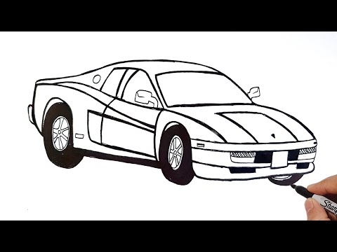 1992 Ferrari 512TR || How To Draw A Sports Car Easy Step By Step | Racing Car Drawing