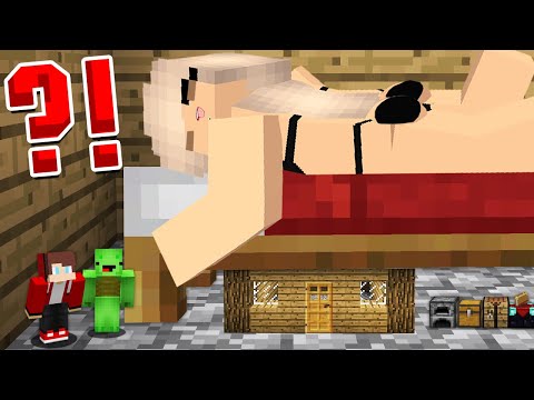 MAIZEN - JJ BUILD HOUSE UNDER GIANT GIRL BED in VILLAGE!? - Minecraft Animation JJ & Mikey