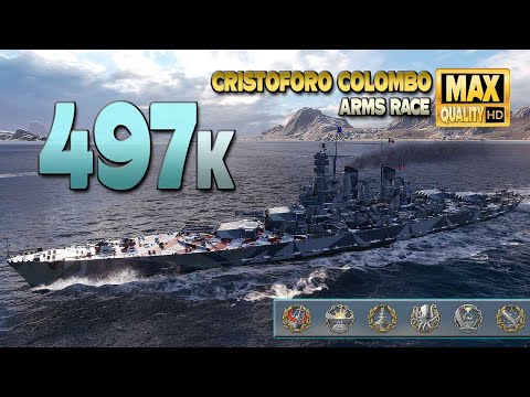 Battleship Cristoforo Colombo with a monster game   World of Warships