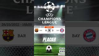 JOGOS DE HOJE CHAMPIONS LEAGUE |UEFA| LIGA DOS CAMPEÕES| 26/10/2022| PLACAR #shorts #championsleague