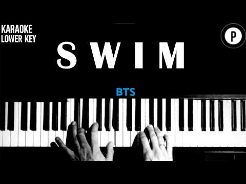 BTS – SWIM KARAOKE LOWER KEY Slowed Acoustic Piano Instrumental COVER LYRICS