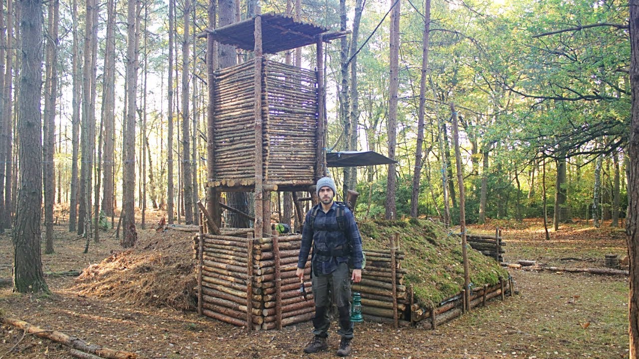 Bushcraft Camp Update 12 - Wood Roof Kitchen, Overnight Camp & Perimeter Wall Expansion