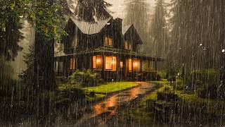 Heavy Rain Sounds in The Foggy Forest for Sleeping | Soothing Rain to Relax & Study, ASMR