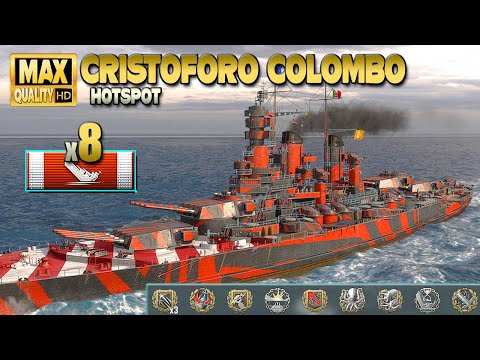 battleship Cristoforo Colombo with 8 kills on Hotspot   World of Warships