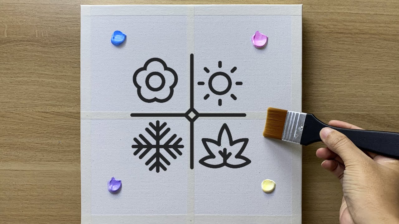 Acrylic - Set of 4 seasons painting