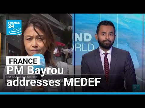 YouTube video thumbnail: French PM Bayrou Addresses Medef and Seeks to Reassure Investors 