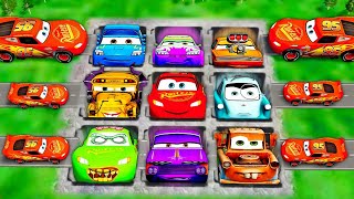 🌈 Lightning McQueen VS Amazing Pixar Cars Friends PIT VS Big & Small Long Pixar Cars - BeamNG.drive