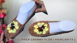 Pantuflas Babuchas a Crochet para Mujer con Granny Square de Margarita – Tejidos Fáciles a CROCHET