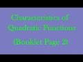 Exploring Characteristics of Quadratic Functions