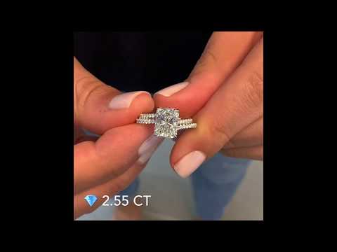 2.55 ct Radiant Cut Diamond Ring w/Insert Wedding Band