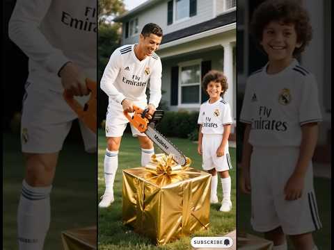 Ronaldo vs Messi, Neymar & Mbappé’s Gift Cutting Surprise #ronaldo #goat #messi #aifunnyshorts