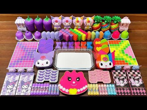 Glossy Slime ASMR: Random Mix with Purple & Rainbow Kuromi #56