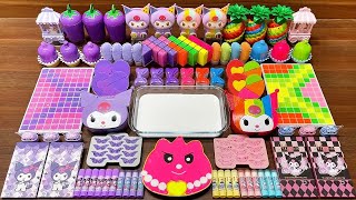 Glossy Slime ASMR: Random Mix with Purple & Rainbow Kuromi #56