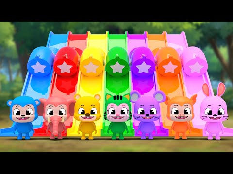 Learn Color Song 무지개 미끄럼틀 점핑온더베드 Sing A Song!  영어유치원 어린이 동요 노래 불러요 Nursery Rhymes Songs