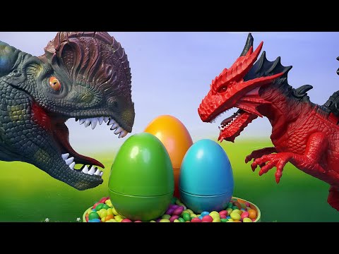 Red Dragon Rescues Colorful Eggs from Bad Dino | Colorful Dinosaurs Fun Ride.
