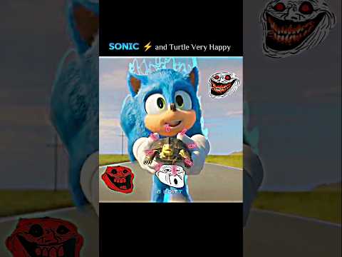 SONIC And TURTLE Very Happy 😀 #sonic #sonicthehedgehog #sonicmovie #trending #edit #viralvideos