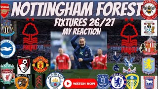 My Reaction After Nottingham Forest Premier Leagues Fixtures Announced!!