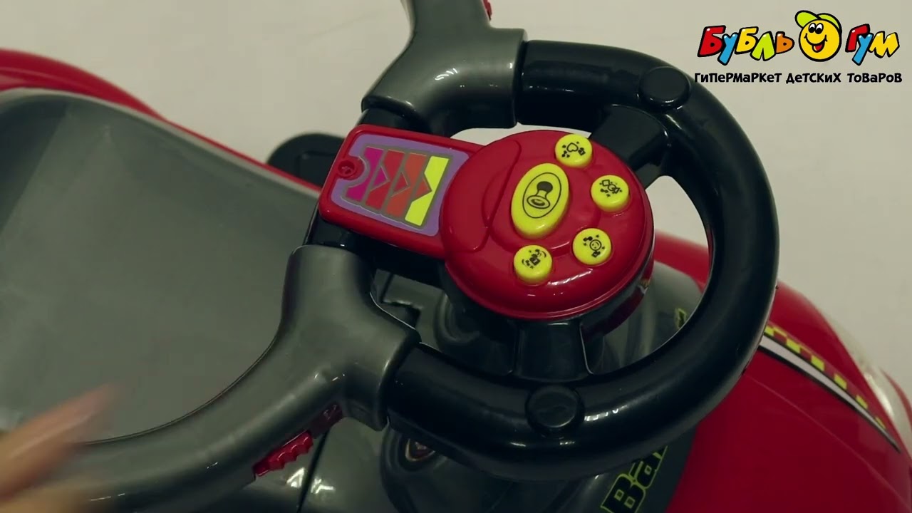 Машина каталка с ручкой красная - видео