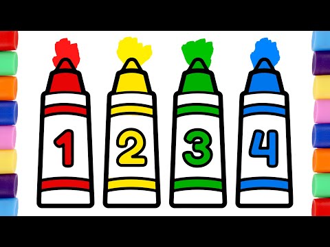 Dibuja y Colorea CRAYONES arcoíris  1️⃣2️⃣🌈3️⃣4️⃣ Videos para niños