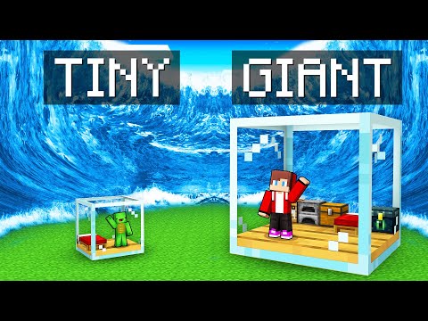 Mikey TINY & JJ GIANT GLASS Bunkers vs TSUNAMI in Minecraft (Maizen)