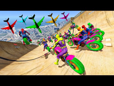 Rainbow Spiderman vs Longest Ramp in GTA 5 - Jumping from Highest in GTA 5 #1