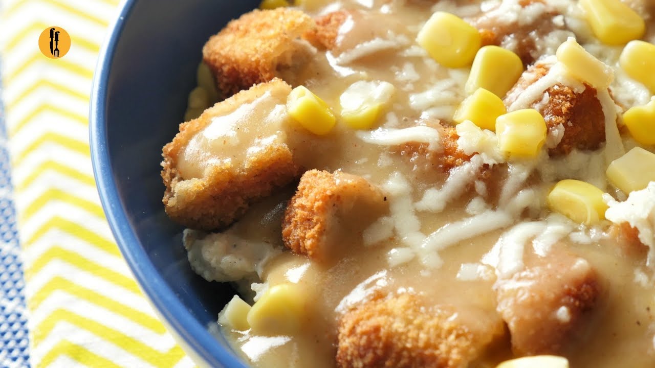 Garlic Mashed potatoes & Chicken Nuggets bowl Recipe