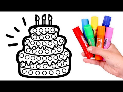 Colorea una TARTA de cumpleaños POP IT 🎂🌈🍫 Dibujos para niños